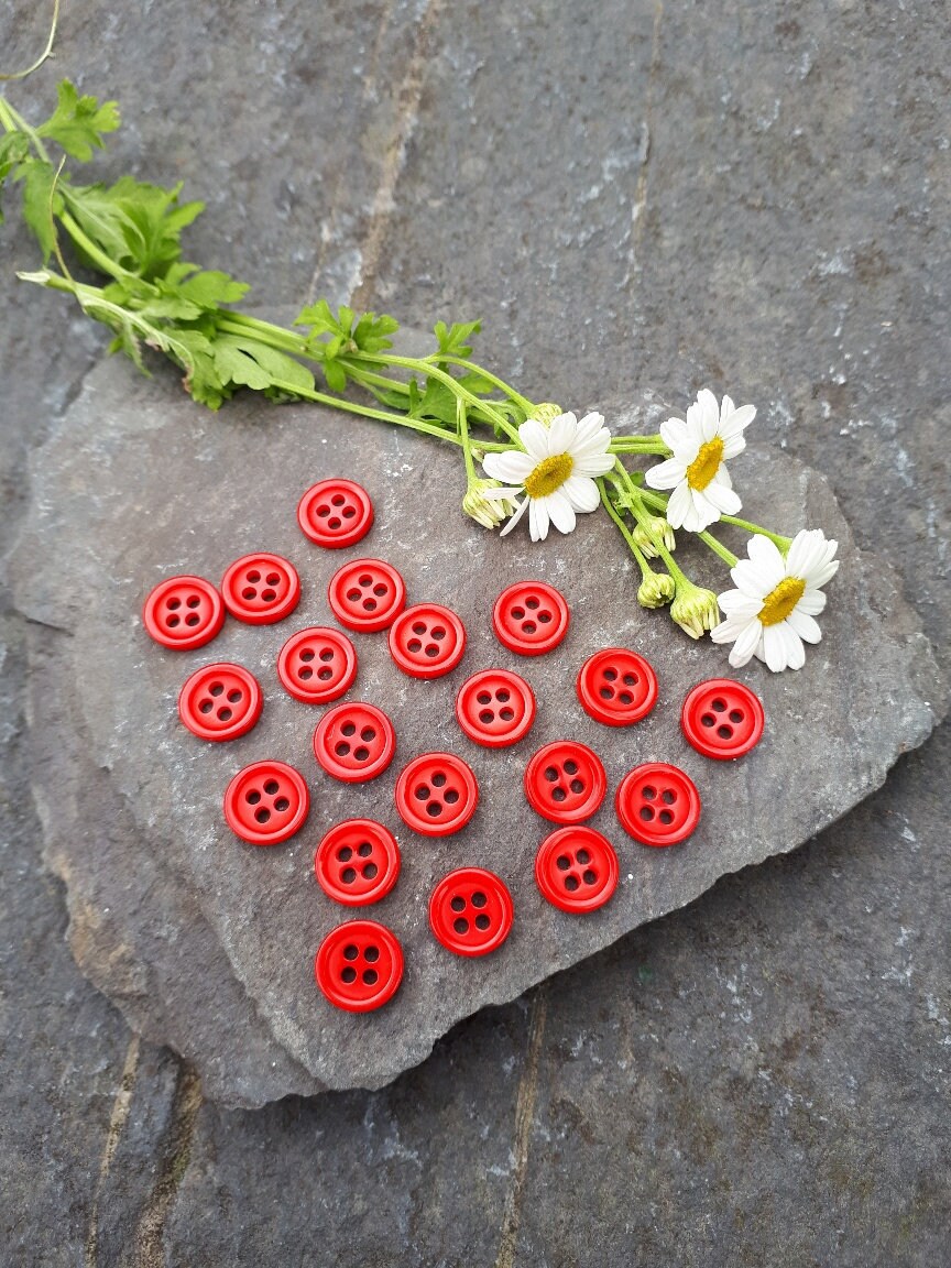 9mm red mini resin 4 hole buttons. 20 pack | Etsy