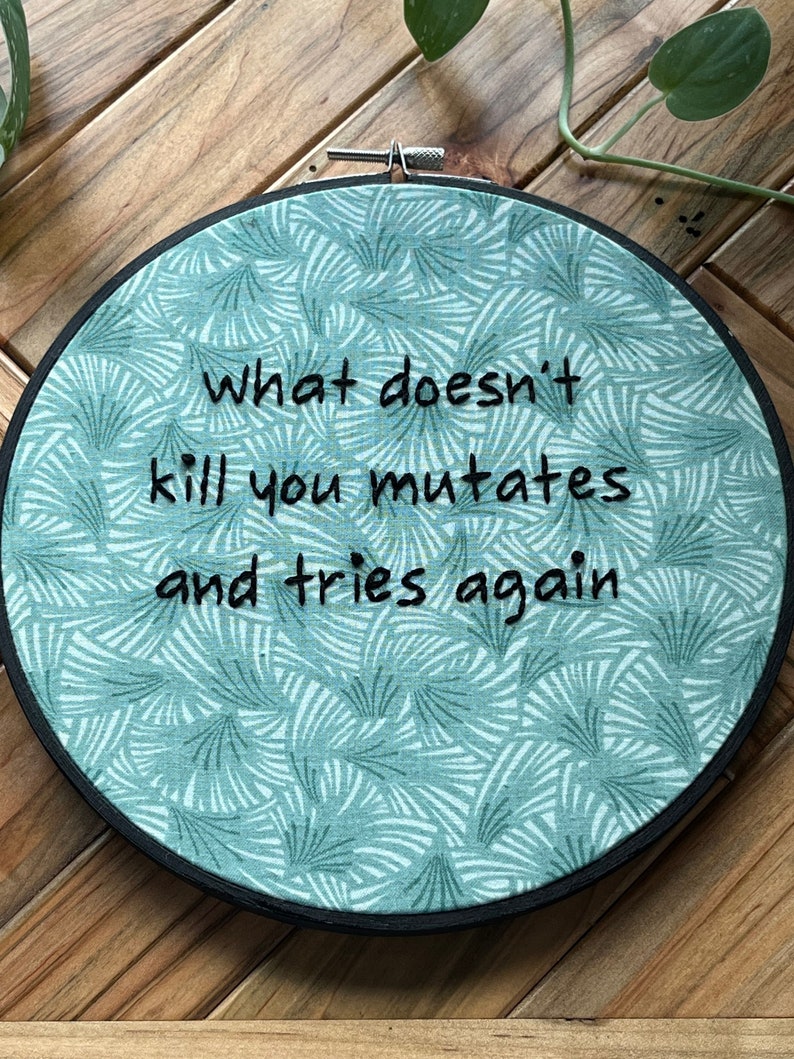 Funny Bacteria Patch - 'What Doesn't Kill You Mutates' Iron On / Sew On 3" Embroidered Patch For Hats, Jackets, Backpacks - Humorous Mental Health Gift - View #6