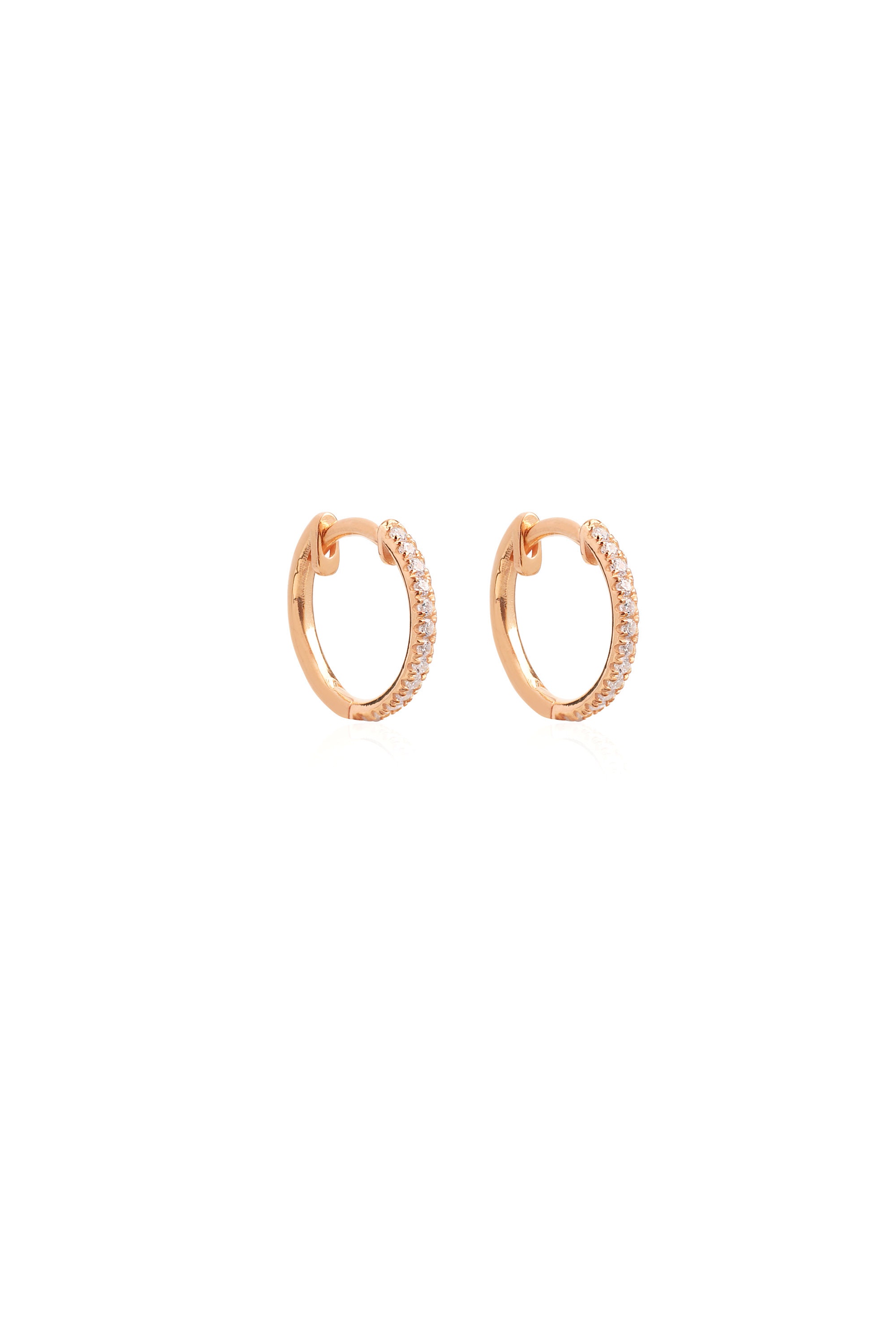 Dainty Natural Diamond Hoop Earring 14K Solid Gold Earrings | Etsy