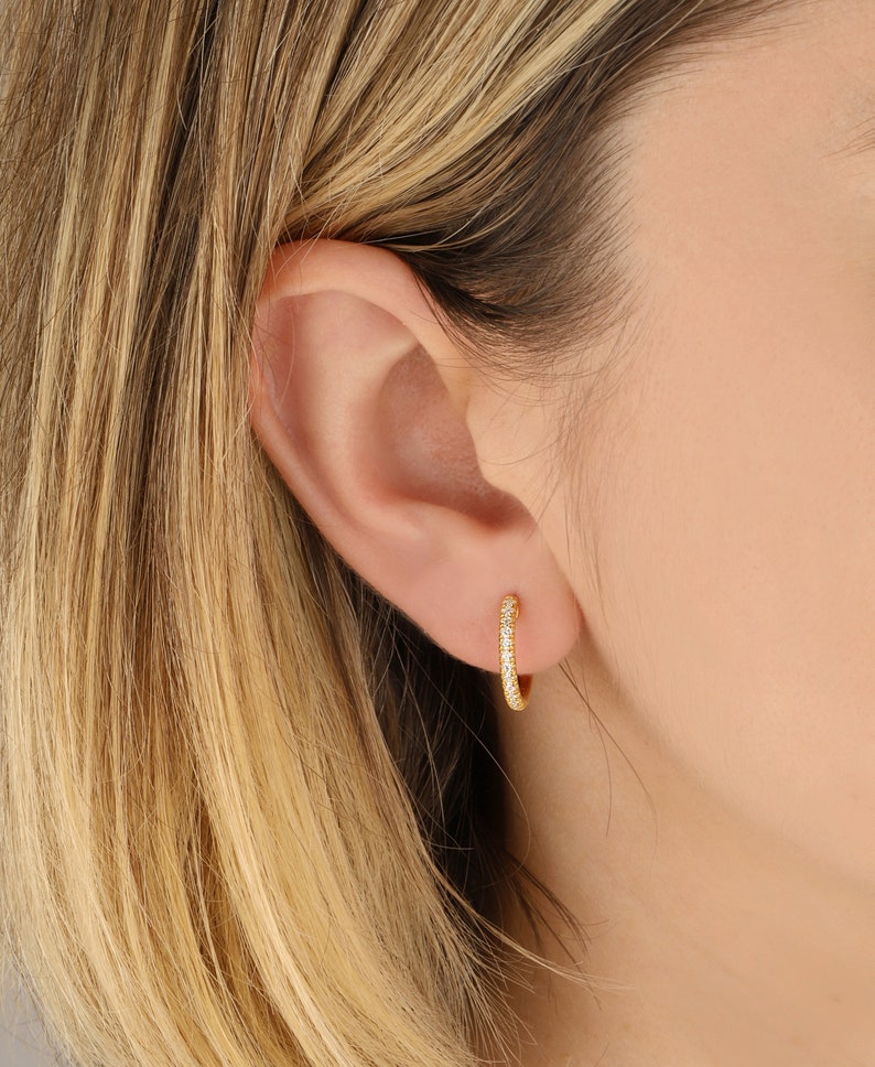 dainty natural diamond hoop earrings