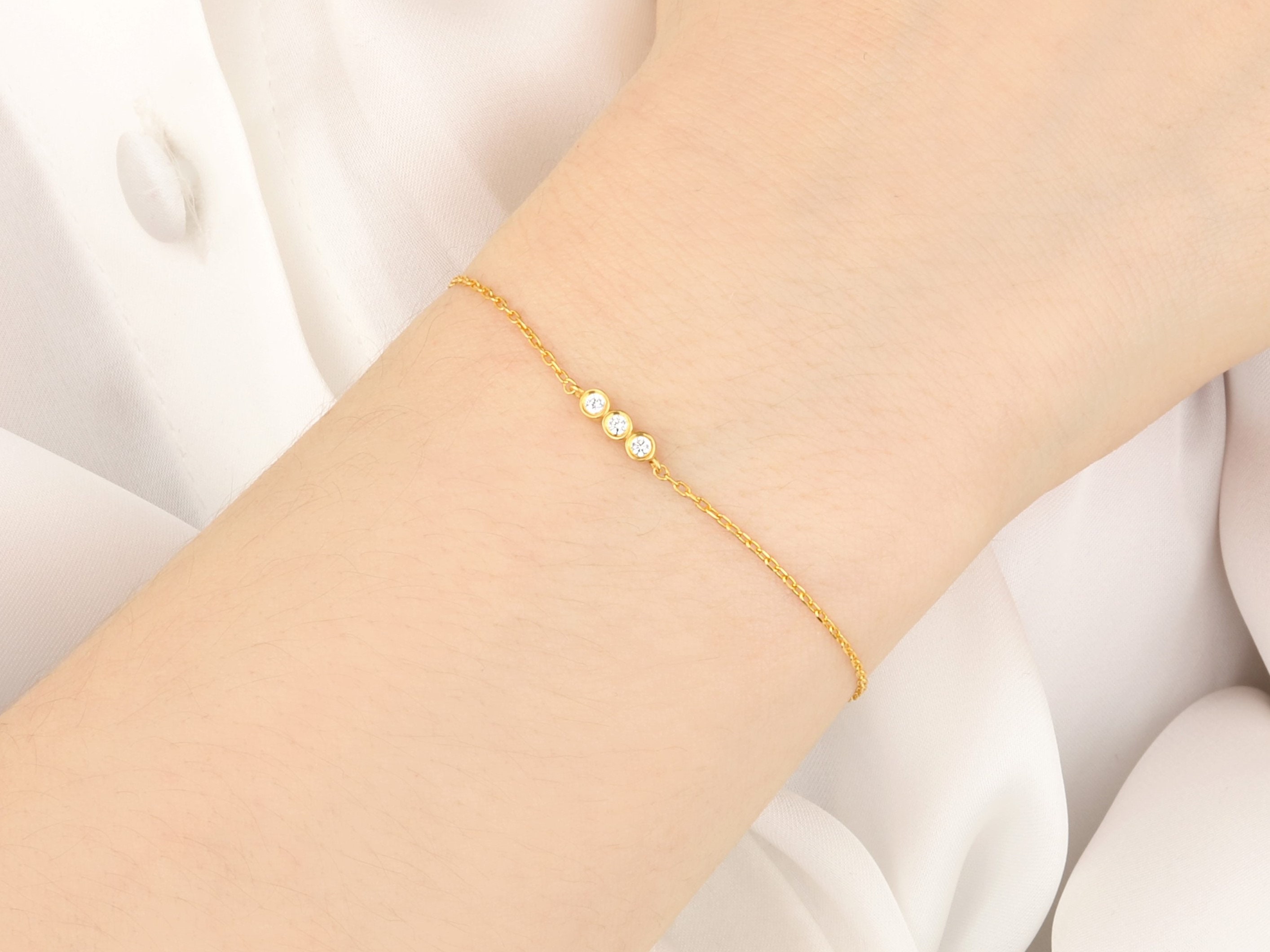 Pulsera de diamantes regalo para las mujeres pulsera oro 14K | Etsy