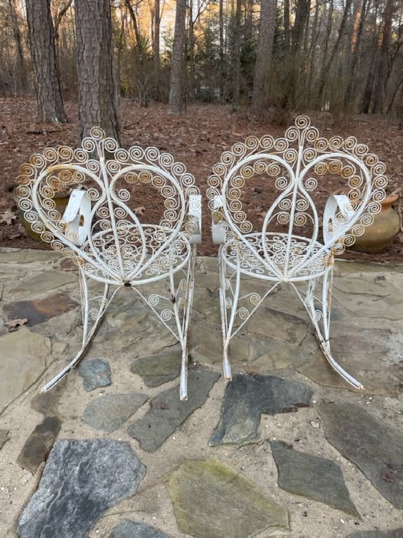 Vintage Metal Rocking Chairs - a Pair - Etsy