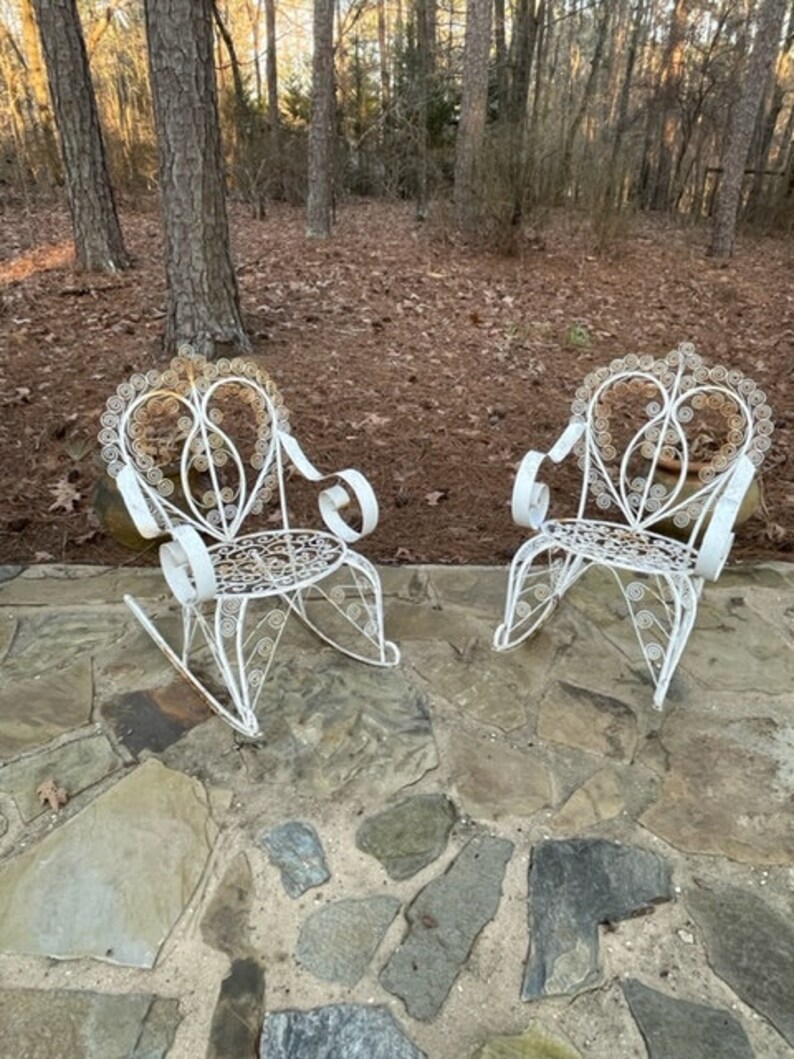 Vintage Metal Rocking Chairs - a Pair - Etsy