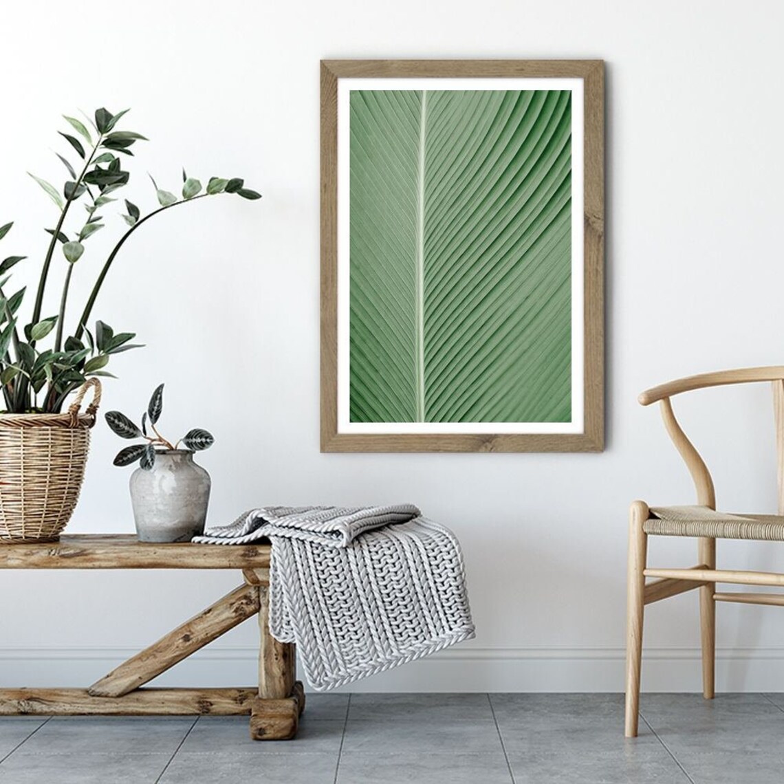 Green leaf Palm wall decor Botanical wall art Printable poster Etsy