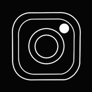 May include: A white outline of a camera icon with a circle inside and a smaller circle inside that. The camera icon has a rounded square shape with rounded corners.