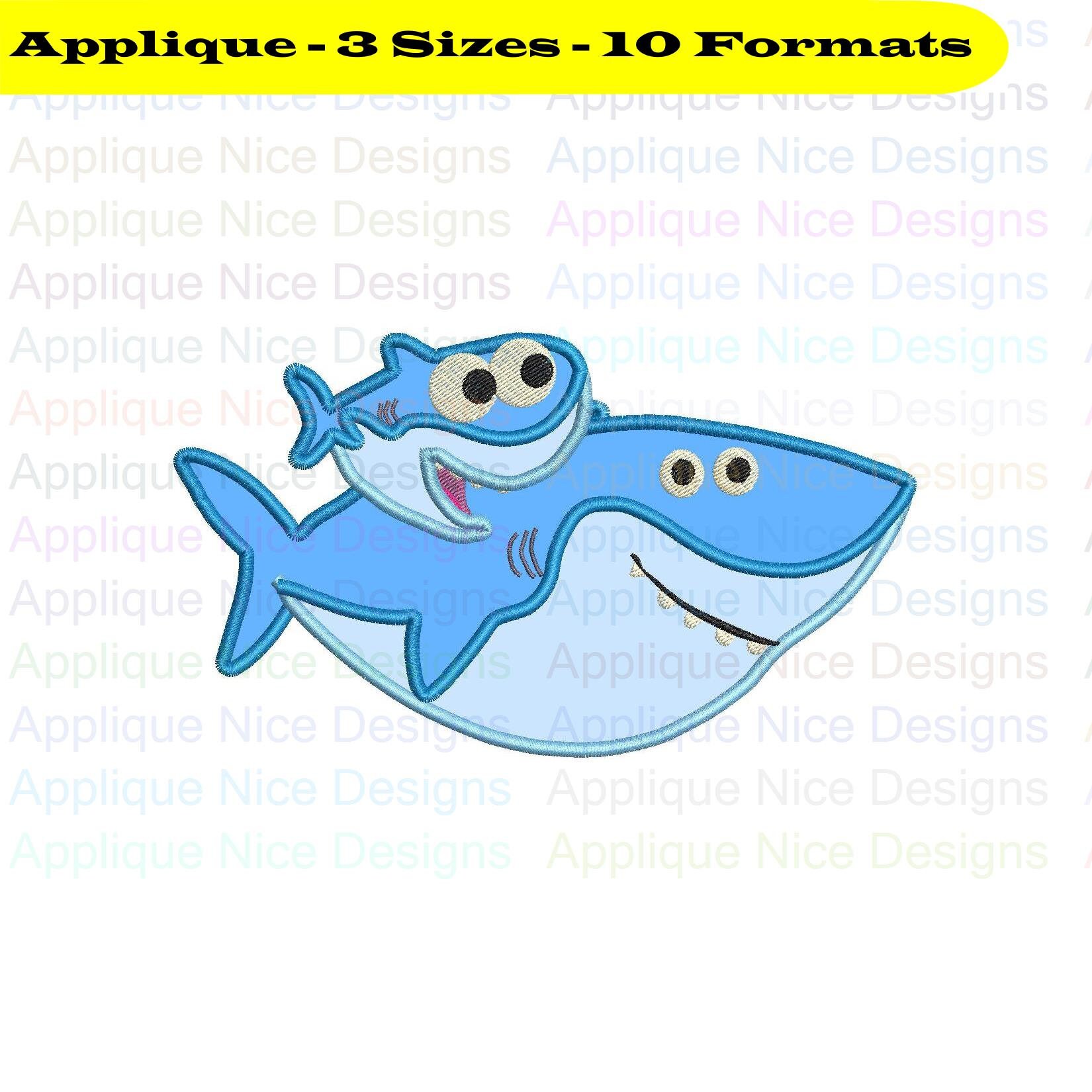 Baby Shark And Giant Applique Design 3 Sizes 10 Formats | Etsy