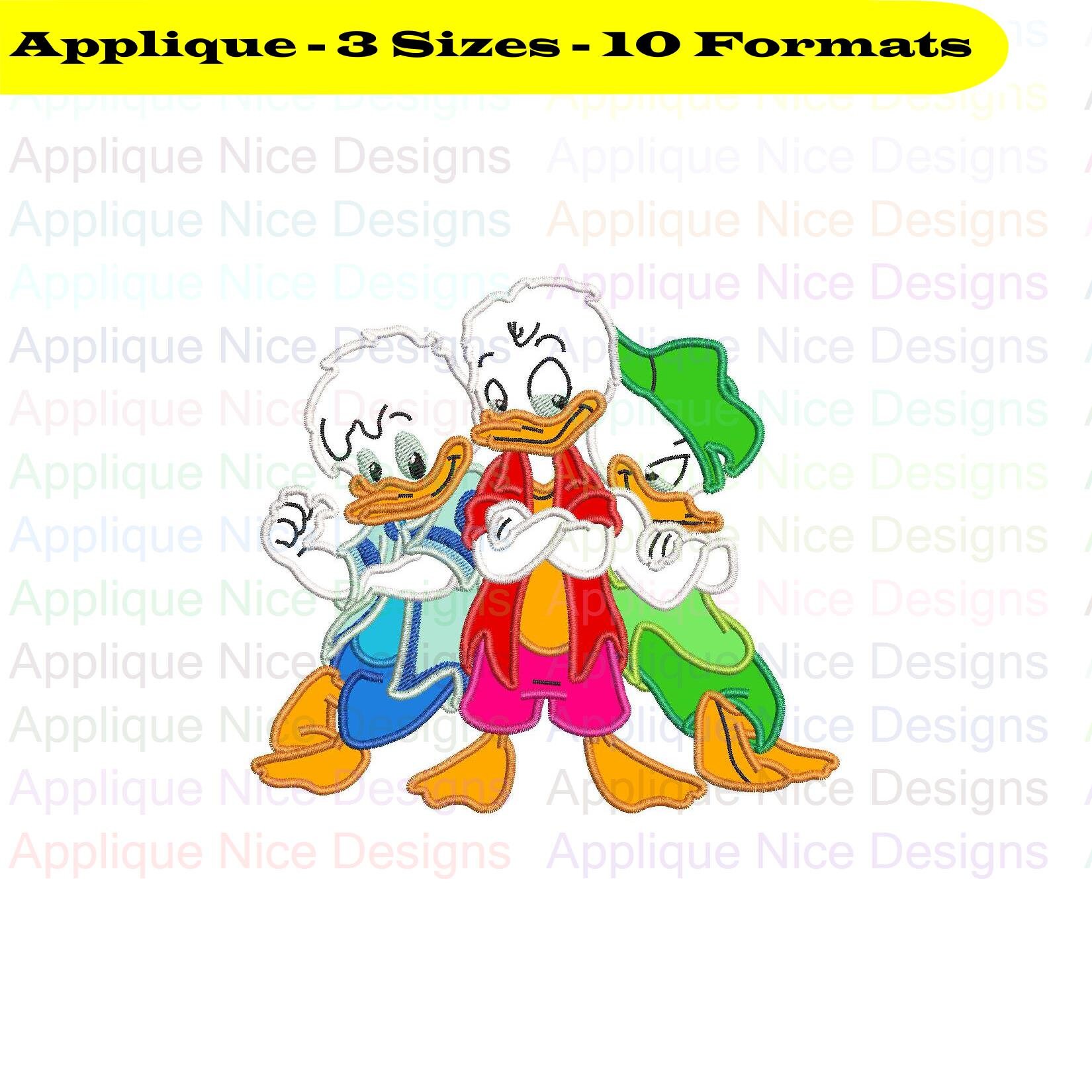 Huey Dewey And Louie Quack Pack Applique Design 3 Sizes 10 Etsy