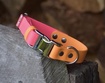 Zweifarbiges 25mm Biothane Halsband mit Schnellverschluss