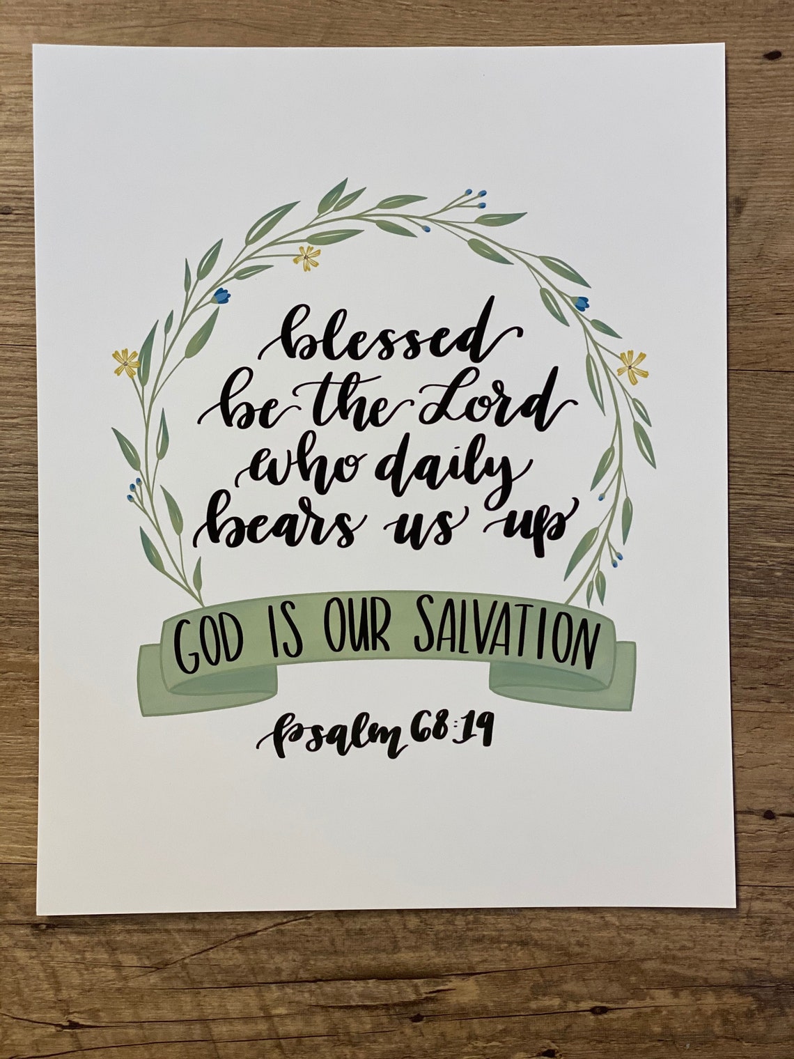 Psalm 6819 Bible Lettering Scripture Art Wall Decor Etsy