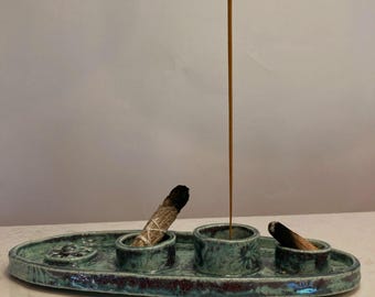 Handmade Ceramic Incense Holder | Palo Santo, Sage, Candle Tray