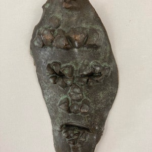 Ceramic Wall Mask, Primitive Clay Mask, Original Wall Sculpture, “NALLELI”