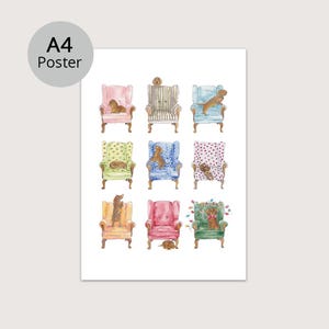Poster Dackel Aquarell Illustrationen  A4 I Dackelposter I Kinderpopster I Geschenkidee für alle Dackelfans von Antje Freytag