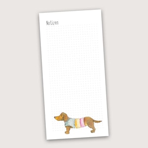 To-Do-Liste - Dackelgrüße I Dackel mit Pulli I Aquarell Illustration I Notizblock I Tagesplaner I DIN lang I 50 Blatt