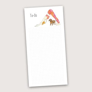 To-Do-Liste - Yogatime I Yoga - Frau mit Dackel I Aquarell Illustration I Notizblock I Tagesplaner I DIN lang I 50 Blatt