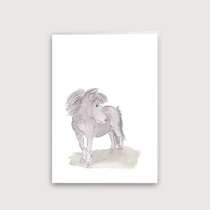 Glückwunschkarte Pony I Kinderkarte  A6 I Doppelkarte mit Umschlag I Kindergeburtstag I Aquarellillustration I Geschenkidee für Pferdefans