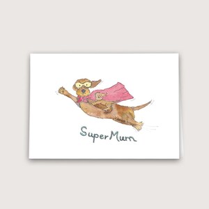 Muttertagskarte - Supermum - I Dackel I A6 I Doppelkarte mit Umschlag I Aquarellillustration I Geschenk zum Muttertag I Mama ist die Beste