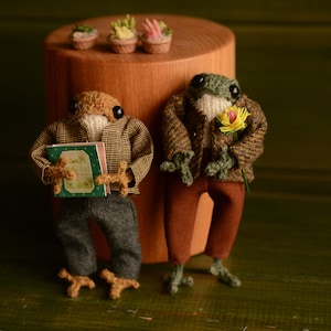 Knitted Frog and Toad 9cm. Mother gift, gift for anniversary