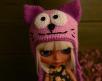 Funny cat hat for Blythe, Blythe doll clothes