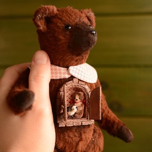 Teddy bears OOAK Adorable Mini Teddy Bears in Cute Dollhouse Perfect Gift!