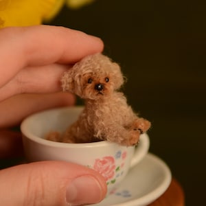 Realistic Puppy Dollhouse Miniature, Pet Lover&#39;s Mini Dog Figurine for Dollhouses