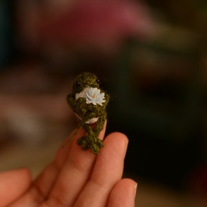 Tiny Handmade Frog Doll - Cute Mini Knitted Amigurumi, Miniature Knitted frog