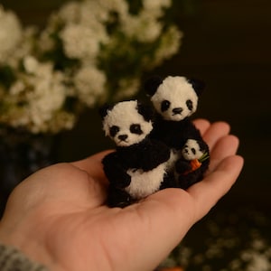 Adorable Tiny Panda for Dollhouse Fun, Tiny Panda Family Figurines for Dollhouse Decor