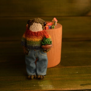 Knitted frog with a sweater and jeans. Famous frog from tik tok Made to order image 8