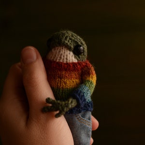 Knitted frog with a sweater and jeans. Famous frog from tik tok Made to order image 2