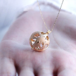 Solid 18k yellow gold special Matt finished planet/globe cage pendant