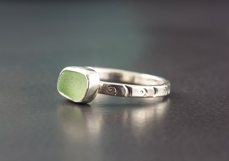 Sz 7 12 Sea Glass Stackable Ring Set Sterling Silver