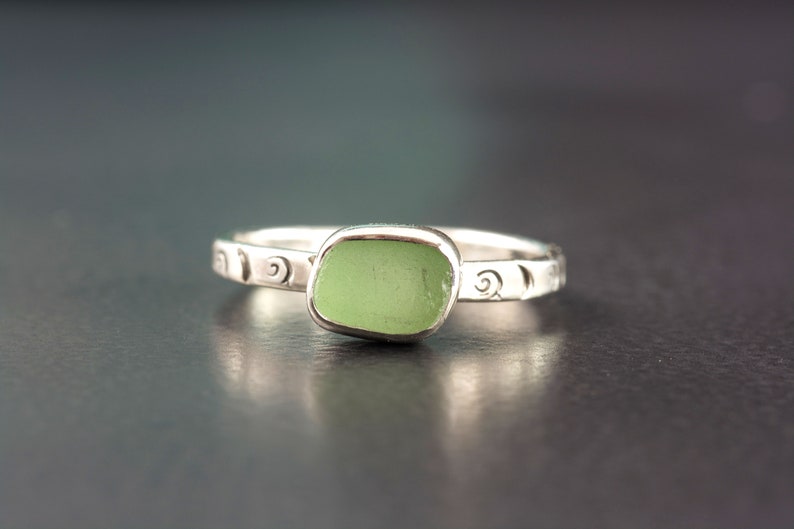 Sz 7 12 Sea Glass Stackable Ring Set Sterling Silver