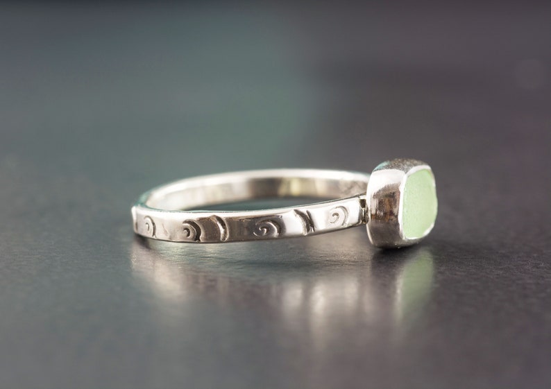 Sz 7 12 Sea Glass Stackable Ring Set Sterling Silver