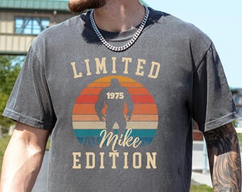 51st Birthday Shirt, Personalized Bigfoot Shirt, Limited Edition 1975, Custom Sasquatch Birthday Gift, Comfort Colors Tee