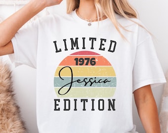 Limited Edition 1976 Shirt, 50th Birthday Shirt Women, Personalized Name Birthday Tee, Vintage 1976 Birthday Gift, Custom Age Shirt