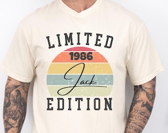 Comfort Colors Limited Edition 1986 Shirt, Personalized 40th Birthday Gift for Men,Classic Sunset Birthday Tee, Custom Name Gift for Him