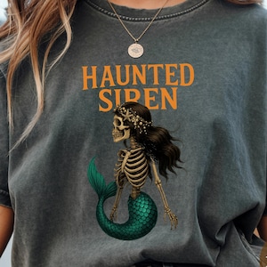Colorful colored halloween shirts,Mermaid Siren Skeleton Bride T-shirt,Comfort color shirts halloween shirt,Skeleton tee-shirt ,gothic-shirt