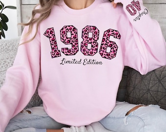 1986 Retro Birthday Sweatshirt, Leopard 40th Birthday Gifts for Women, Limited Edition 1986 Sweatshirt ,Chapter 40 Birthday,40th anniversary