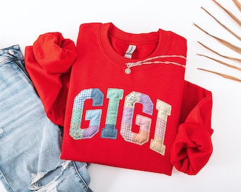 Gigi Sweatshirt, Grandma  Birthday Gift ,Gigi Nana sweater,Faux Patchwork Sweater