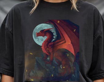 Fantasy Dragon Shirt,Dark Aesthetic Tee , Comfort Color Tshirt, Dark Fantasy Tee, Dragon Lover Gift, Y2k Tshirt-