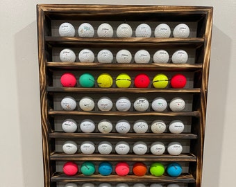 Handmade Golf Ball Display Rack: Custom Stained Wood, Shou Sugi Ban Option