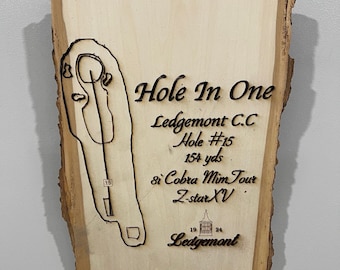 Targa da golf Live Edge Hole in One - Completamente personalizzabile