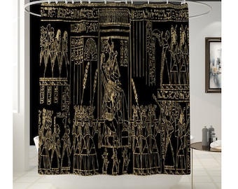 Egyptian Golden Pharaoh Shower Curtain Hooks Bathroom Waterproof Fabric 72X72/"