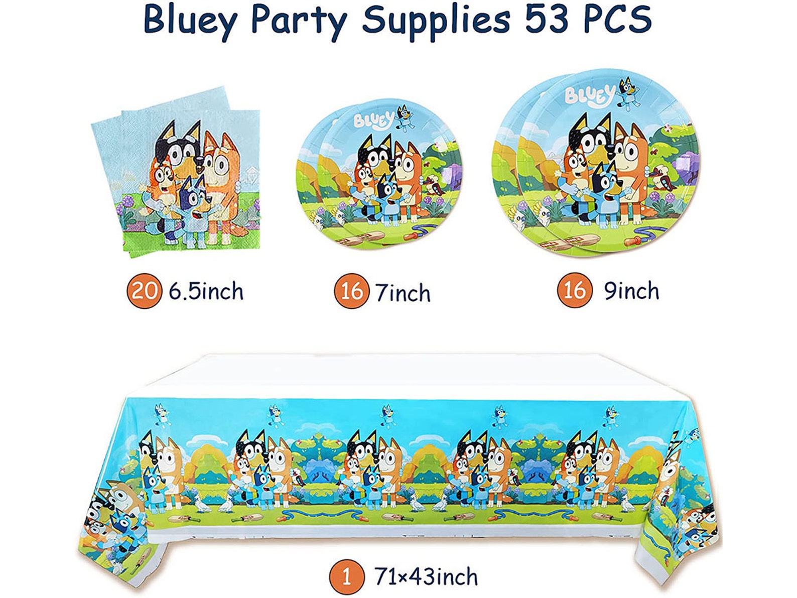 Bluey Party Supplies Bluey Themed Birthday Tableware Bluey Etsy