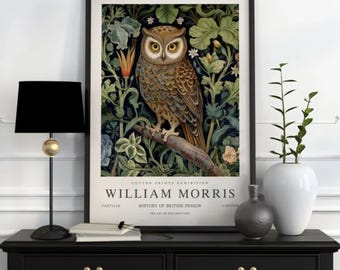 William Morris Owl Art Print: Vintage Gothic Home Decor