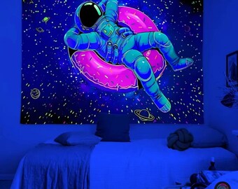 Psychedelic Astronaut Tapestry | Trippy Space Wall Hanging | Groovy Dorm Room Decor | Indie Hippie Art