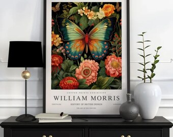 William Morris Butterfly Print: Vintage Botanical Wall Art
