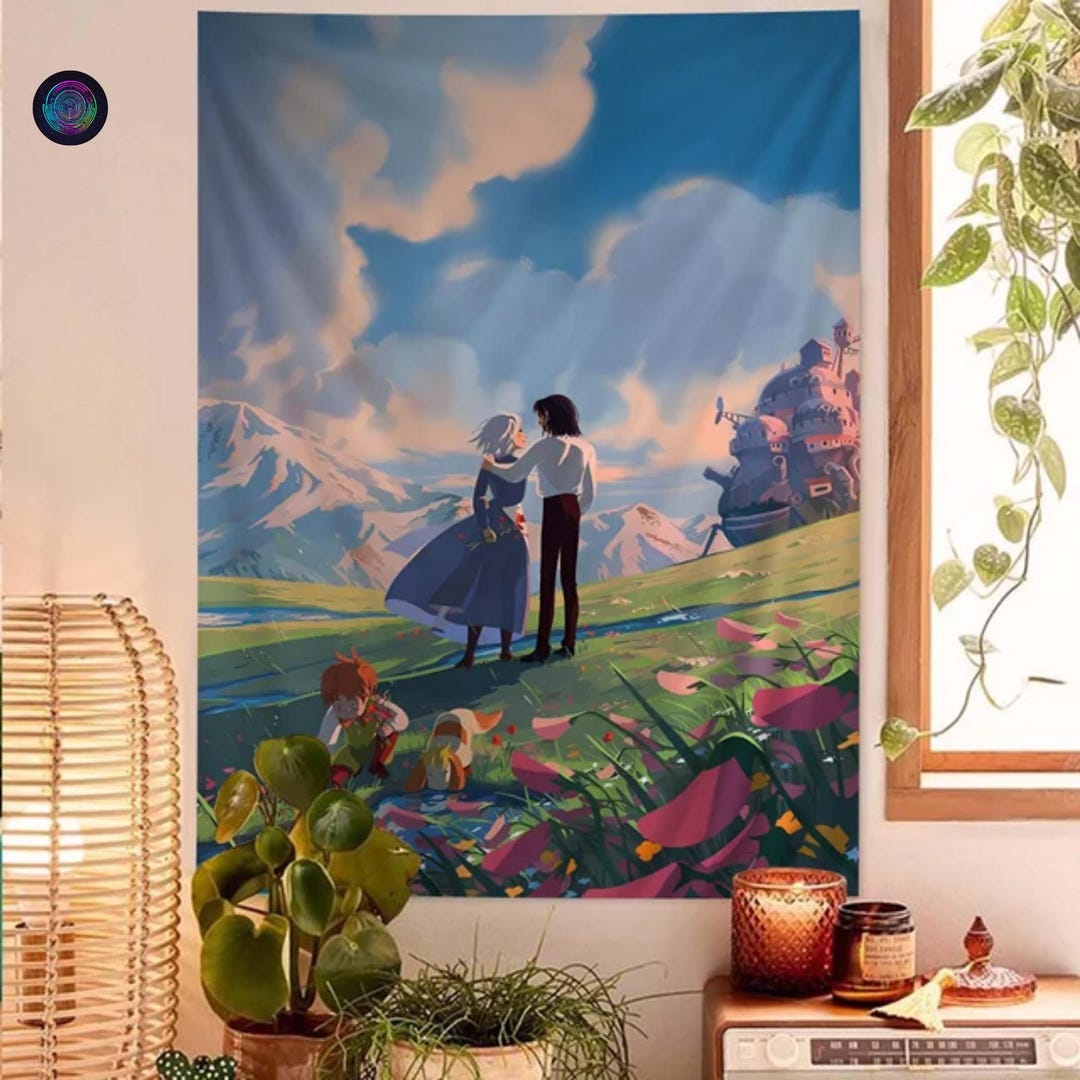 Ghibli-inspired Kawaii Tapestry – Pastel Anime Room Decor - Etsy