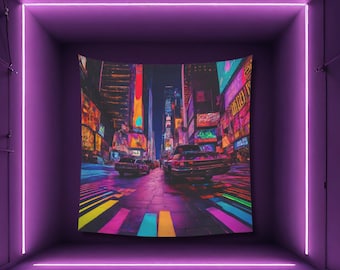 Psychedelic US Street Tapestry: Black Light Reactive Rave Decor