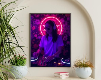 Psychedelic Rave Tapestry | Neon Cyberpunk Wall Hanging | Trippy Festival Room Decor for Music Lovers