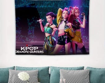 K-Pop Demon Hunters Tapestry | Anime Girl Room Decor